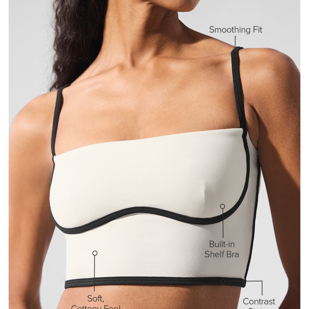 ALO Yoga Cream and Black Bandeau